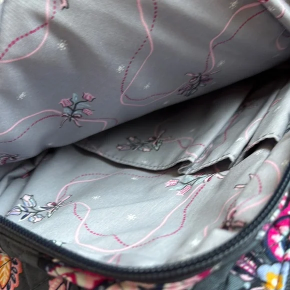 Retired Vera Bradley Limited Edition Breast Cancer Gray and Pink Floral Backpack - Picture 5 of 6